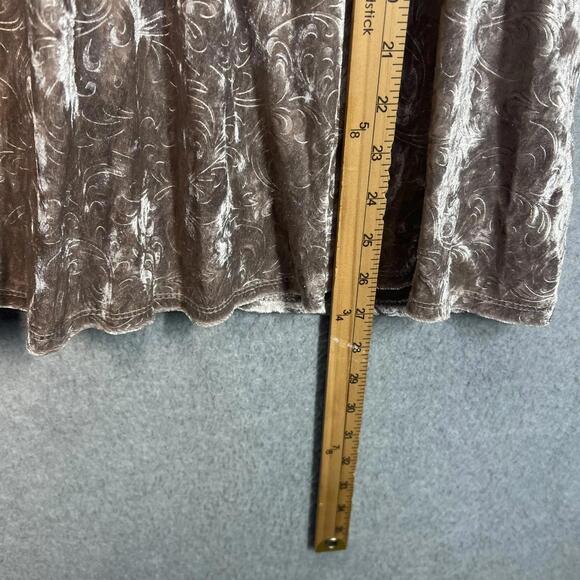 Vintage Claudia Richard Knee Skirt Womens L Taupe Paisley Imprint Crushed Velvet - Picture 7 of 8
